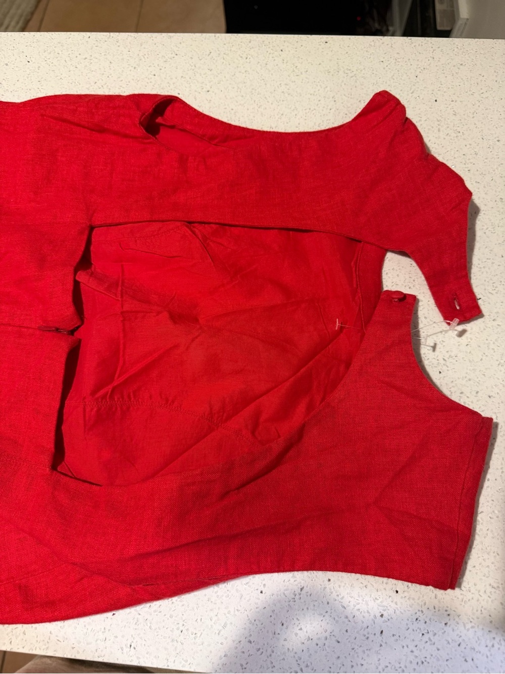 Abercrombie & Fitch Red Sleeveless Linen Dress Bodice